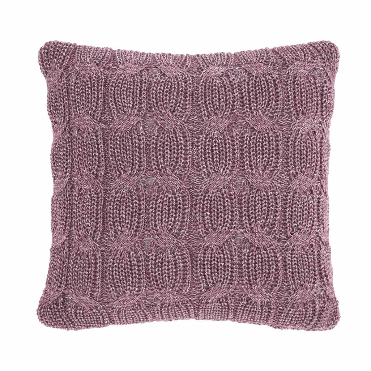 Chunky Marl Knit Cushion Plum