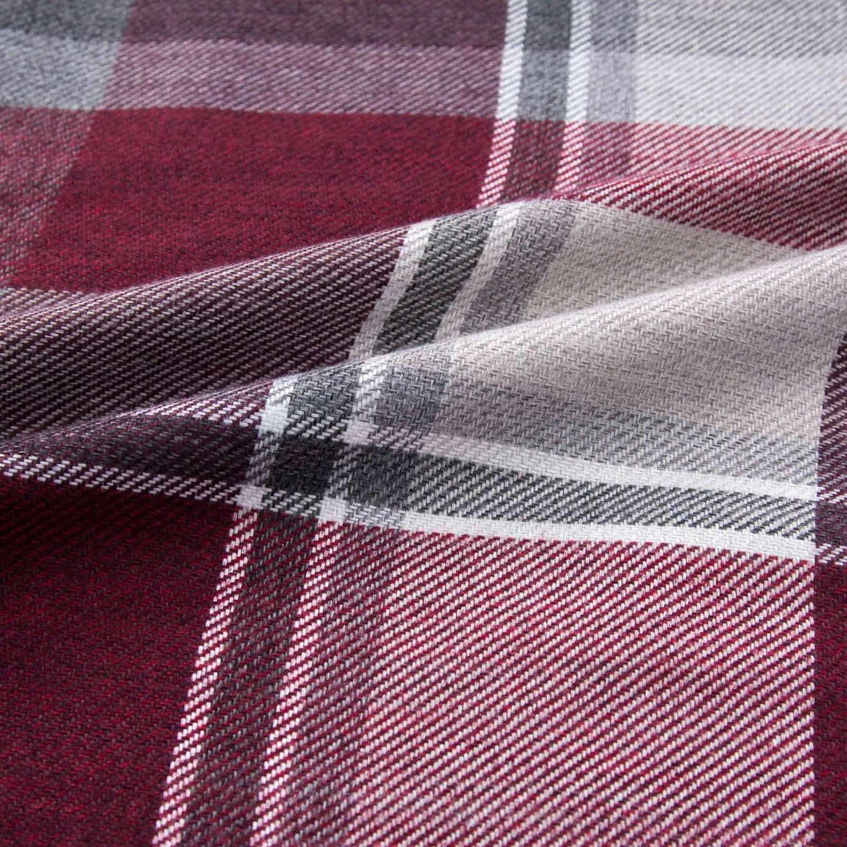 Braemar Tartan Check Tape Top Curtains Wine