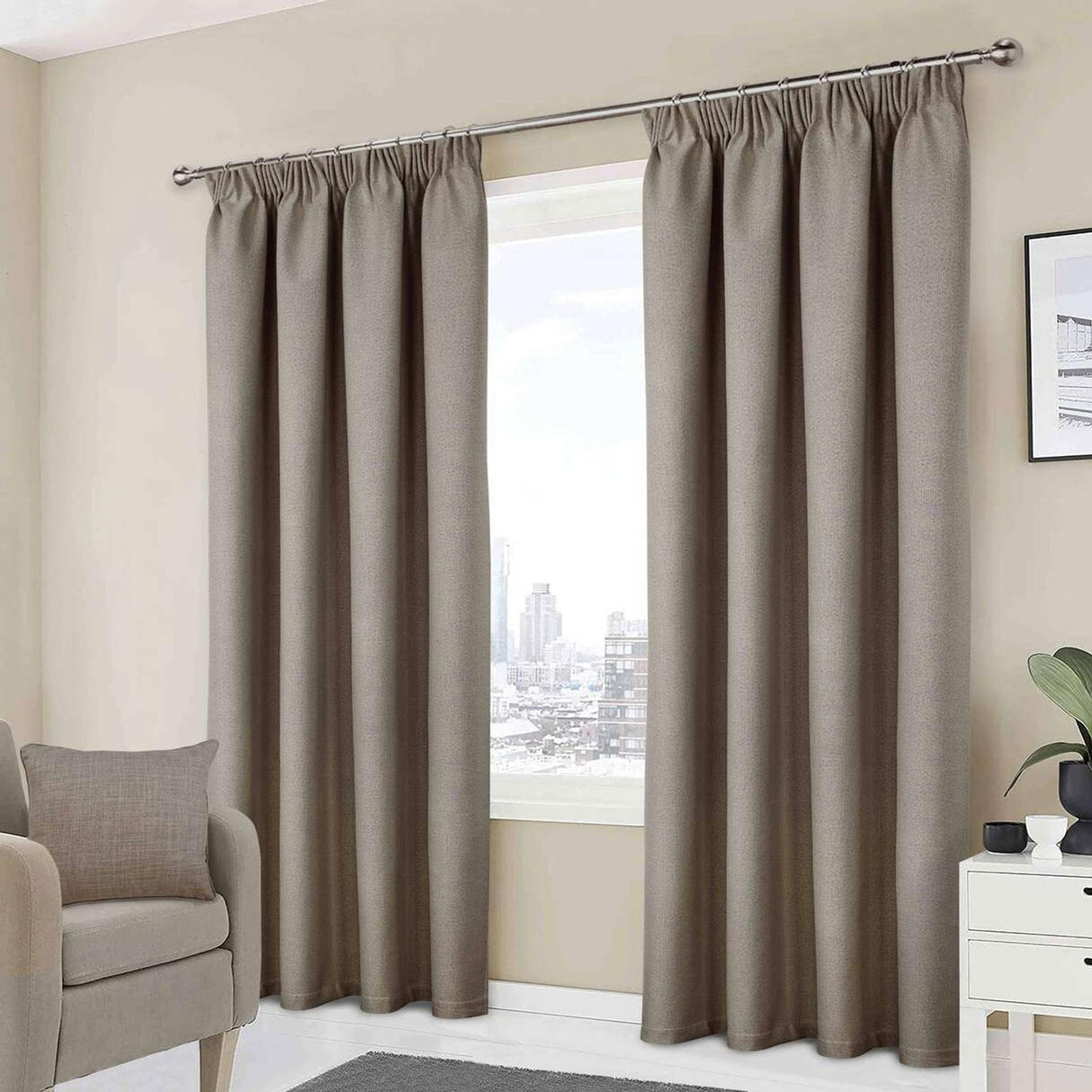 Athos Blackout Tape Top Curtains Natural