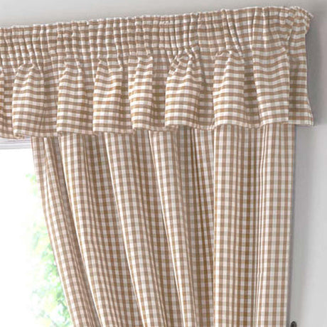 Gingham Tape Top Kitchen Pelmet Beige