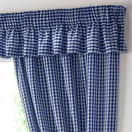 Gingham Tape Top Kitchen Pelmet Blue