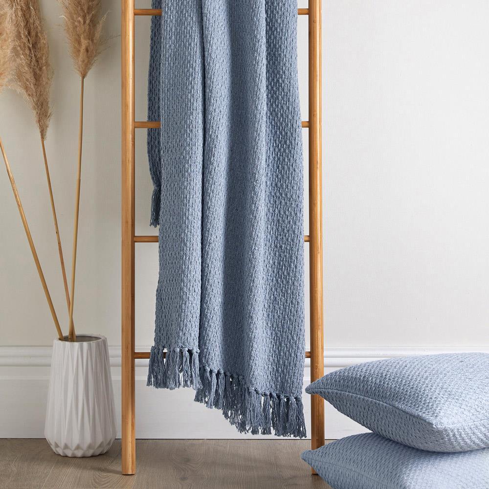 Hayden Recycled Cotton Throw Blue 130x180cm