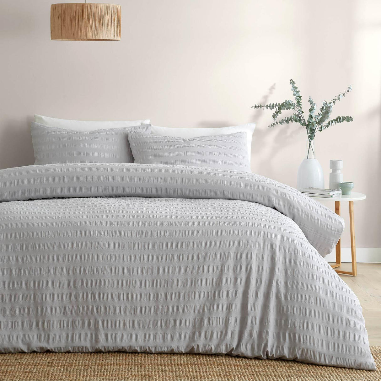 Honley Seersucker Silver Duvet Cover Set