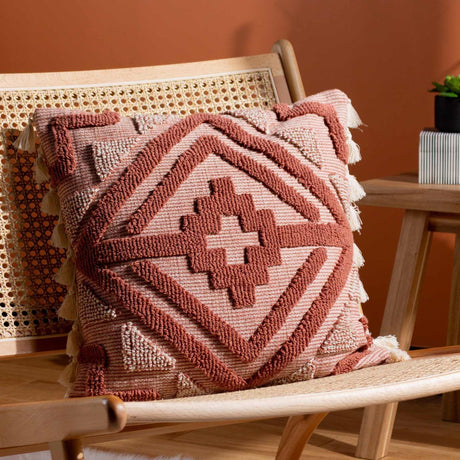 furn. Kalai Tuft Tasselled Cushion Cover Cinnamon 45cm x 45cm (18"x18")