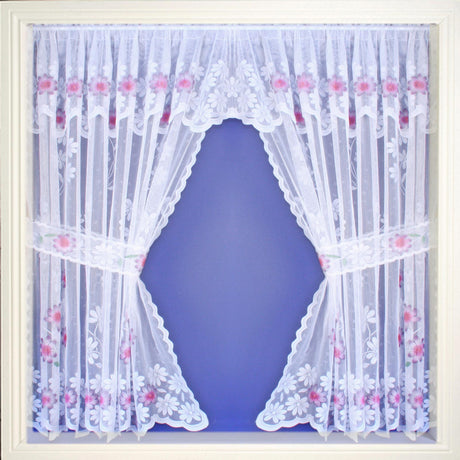 Primrose Lace Window Set Lavender Net Curtains Tyrone Textiles 106'' x 36''  