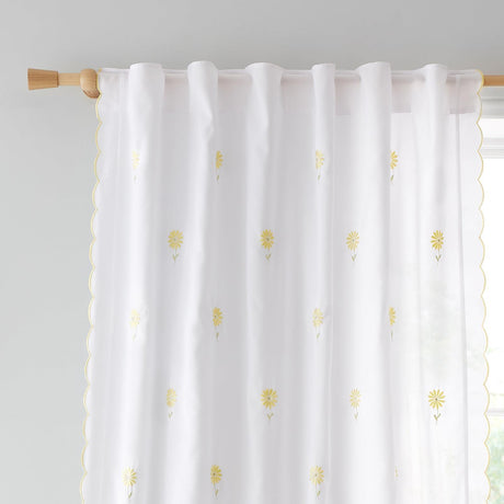 Lorna Embroidered Daisy Voile Curtain Panel