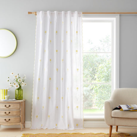 Lorna Embroidered Daisy Voile Curtain Panel