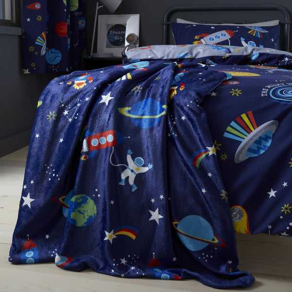 Lost in Space Fleece Throw Kids Cushions & Throws Catherine Lansfield   