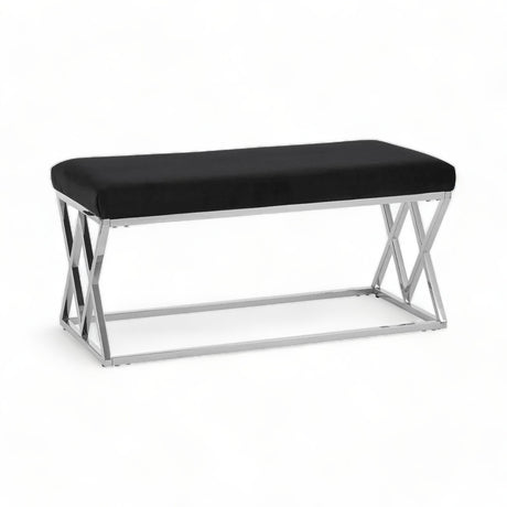 Montrose Chrome Frame Bench Seat Black Velvet