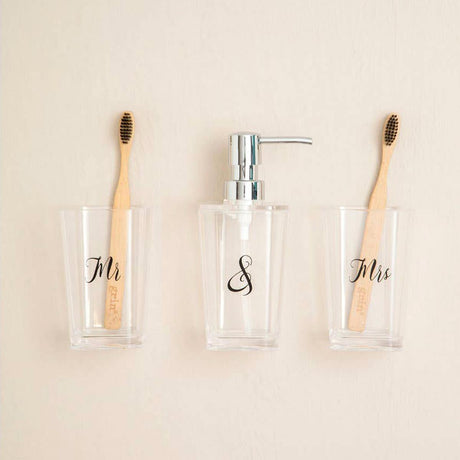 Mr & Mrs 4 Piece Bathroom Set