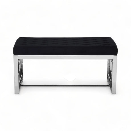 Nairn Chrome Frame Button Bench Seat Black Velvet