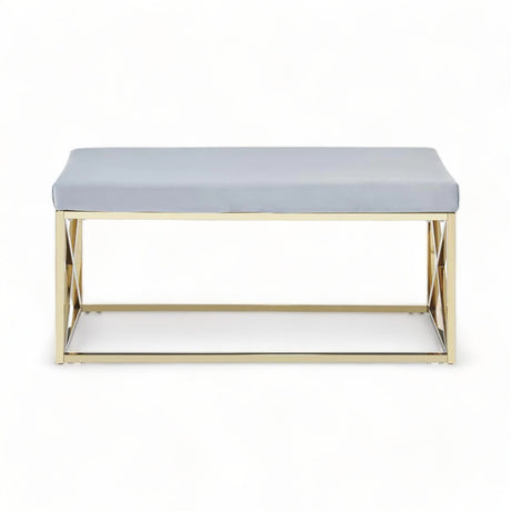 Nairn Gold Frame Bench Seat Powder Blue Velvet