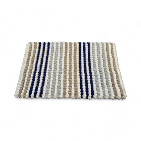 Merlin Stripe Chunky Bobble Bath Mat Navy