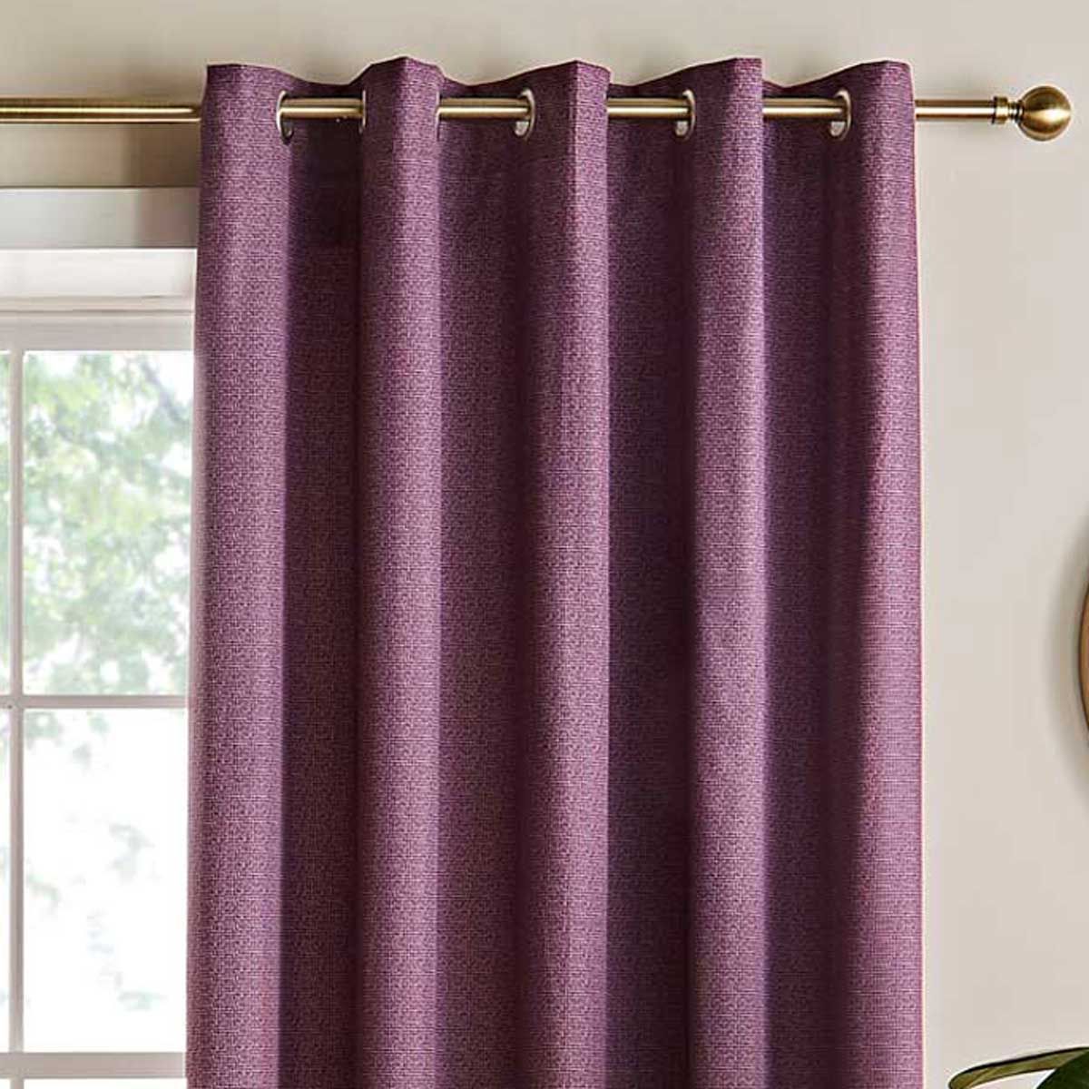 Textured Thermal Eyelet Curtains Plum