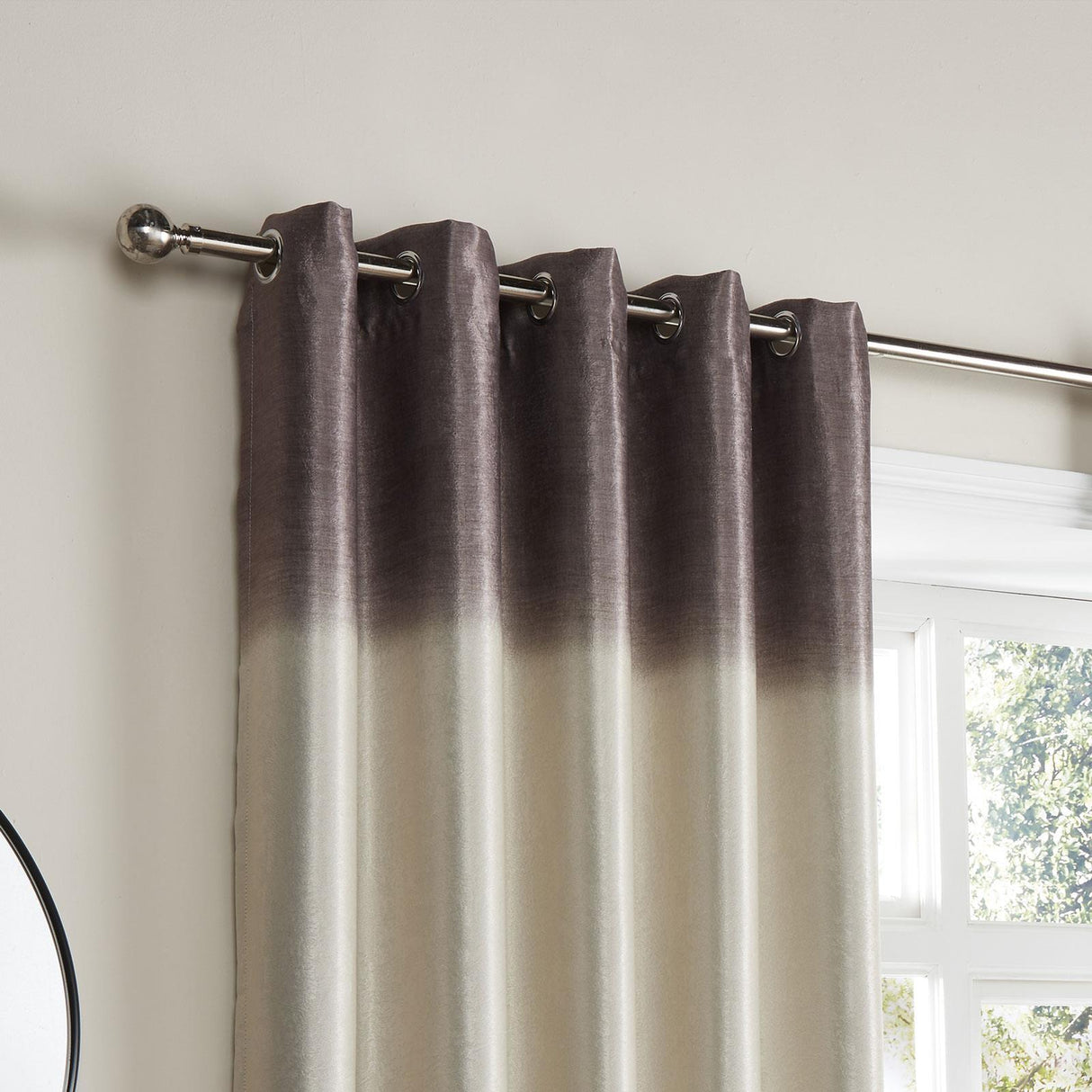 Ombre Strata Dim Out Eyelet Curtains Chocolate