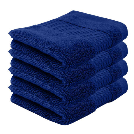 Pack of 4 Zero Twist Cotton Face Cloths Blue