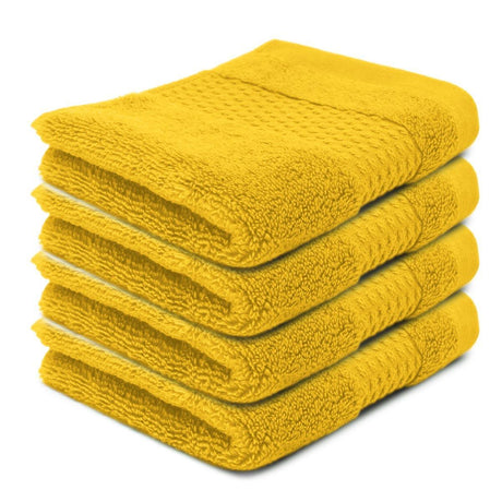 Pack of 4 Zero Twist Cotton Face Cloths Yellow