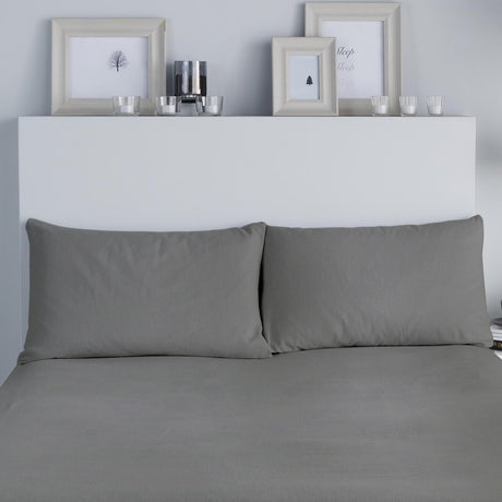 Plain Dye Brushed Cotton Pillowcases Charcoal