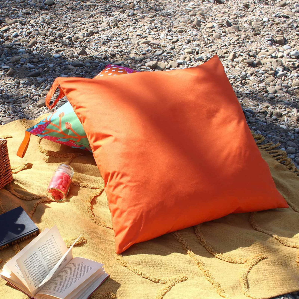 Plain Neon Large Outdoor Floor Cushion Orange