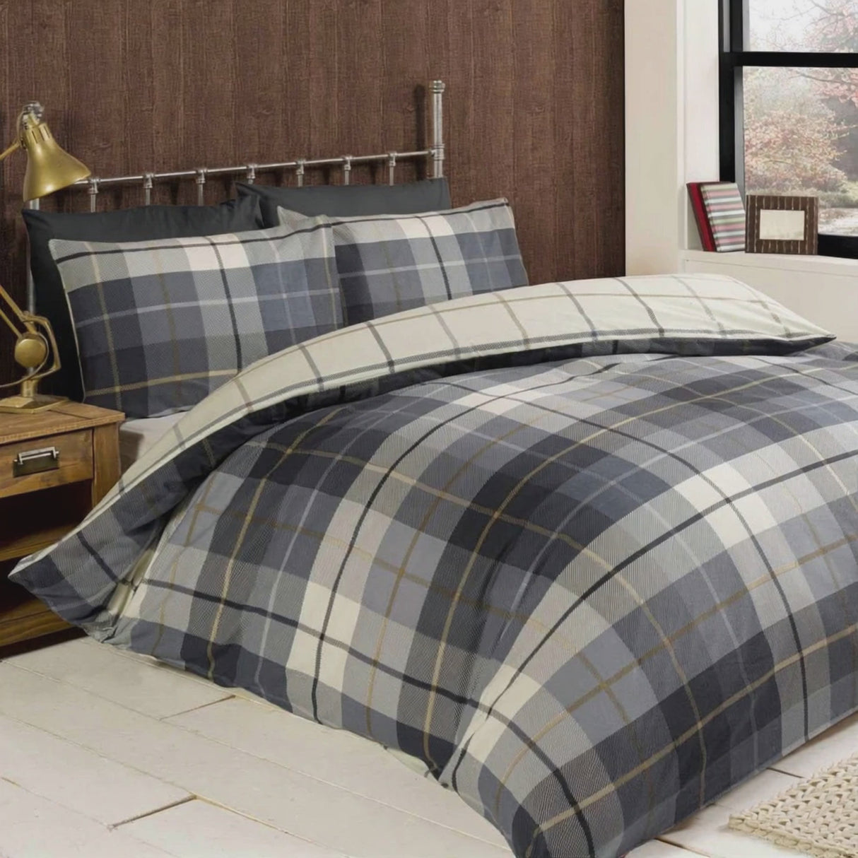 Lomond Check Flannelette Duvet Cover Set Blue