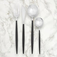 Retro 16 Piece Black + Silver Cutlery Set