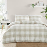 Seersucker Gingham Natural Duvet Cover Set