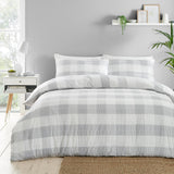 Seersucker Gingham Silver Duvet Cover Set