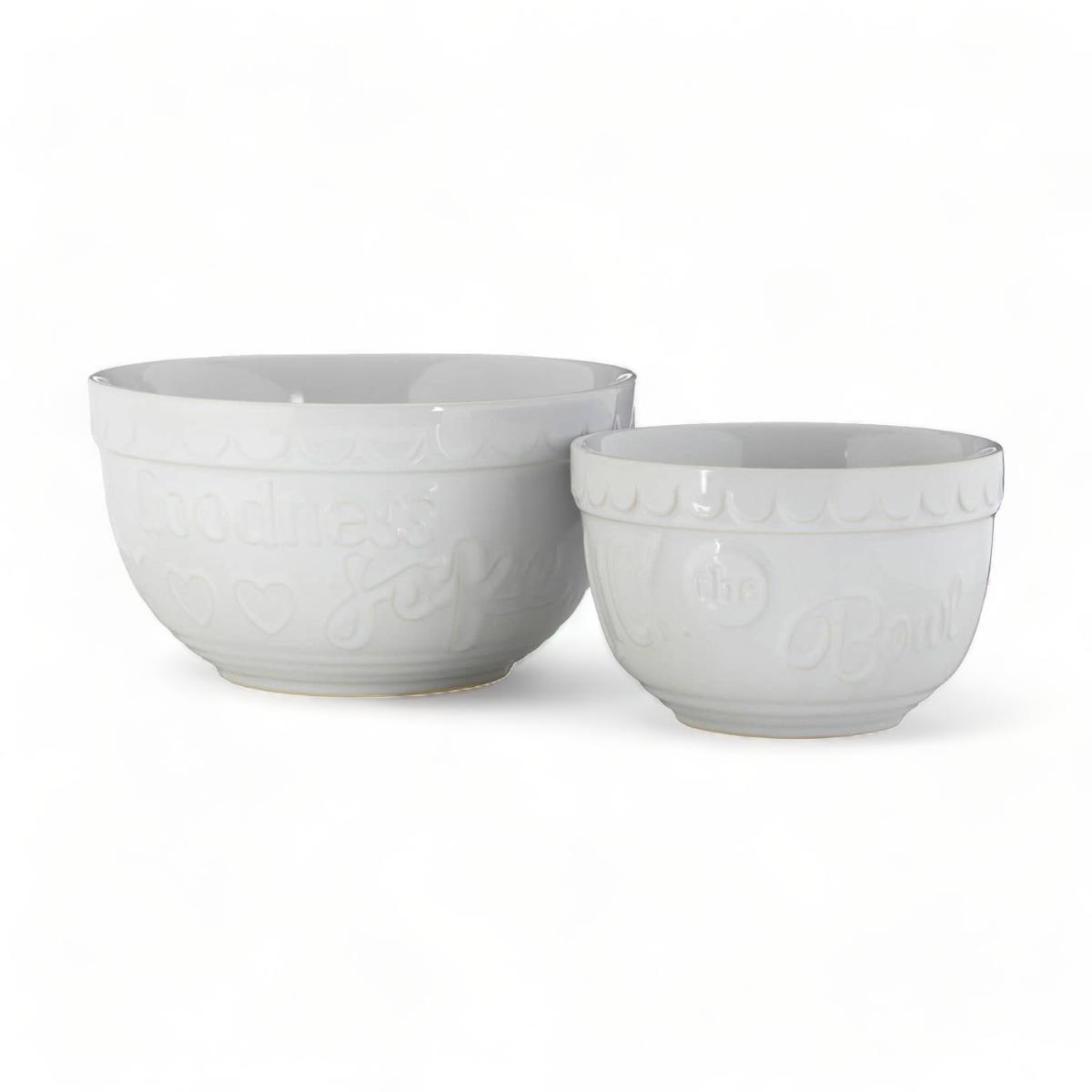 Set of 2 White Ceramic Mixing Bowls