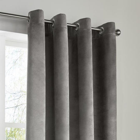 Velvet Blackout Eyelet Curtains Silver Eyelet Curtains Alan Symonds   