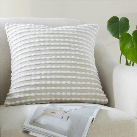 Catherine Lansfield Stab Stitch Natural Cushion Cover  43cm x 43cm (17"x17")