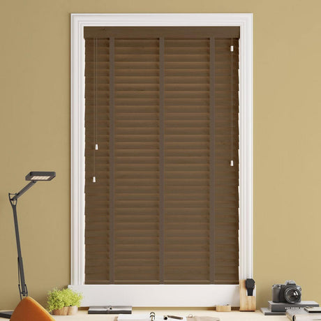 Sunwood Wood Auburn Made to Measure Venetian Blind with Toffee Tapes