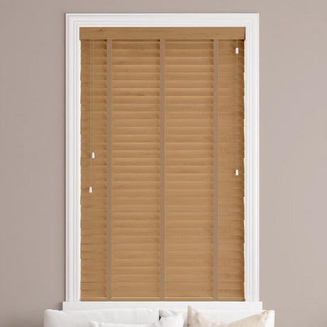 Sunwood Wood Tuscan Oak Made to Measure Venetian Blind with Toffee Tapes