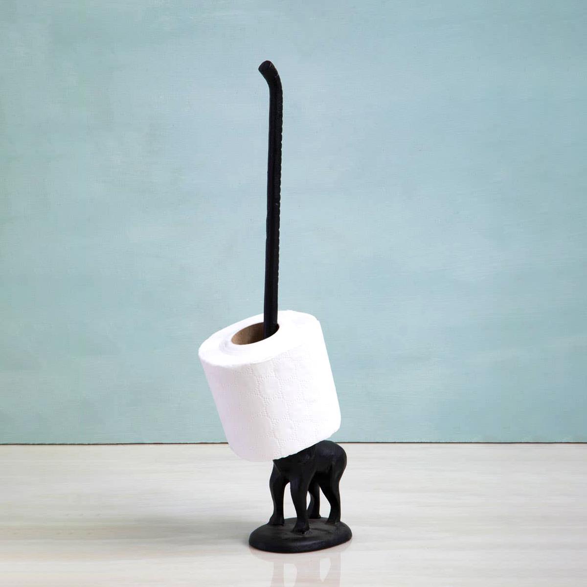 Tall Black Elephant Toilet Roll Holder