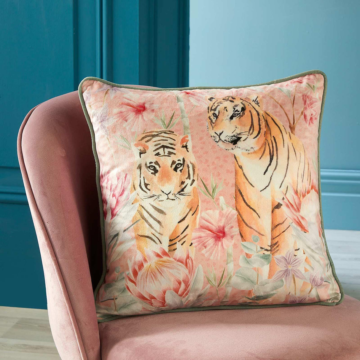 Tropical Leopard Velvet Cushion