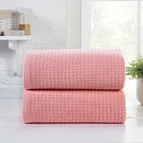 Waffle Bath Sheet Pair Dusky Pink