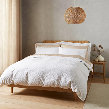 Waffle Cotton Circle White Duvet Cover Set