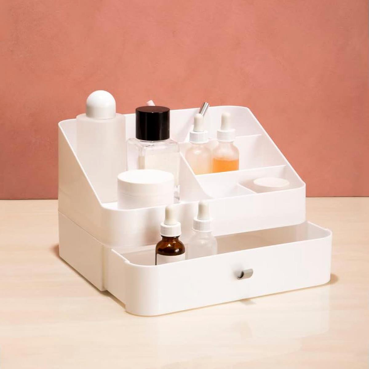 White 6 Compartment Cosmetic Organiser