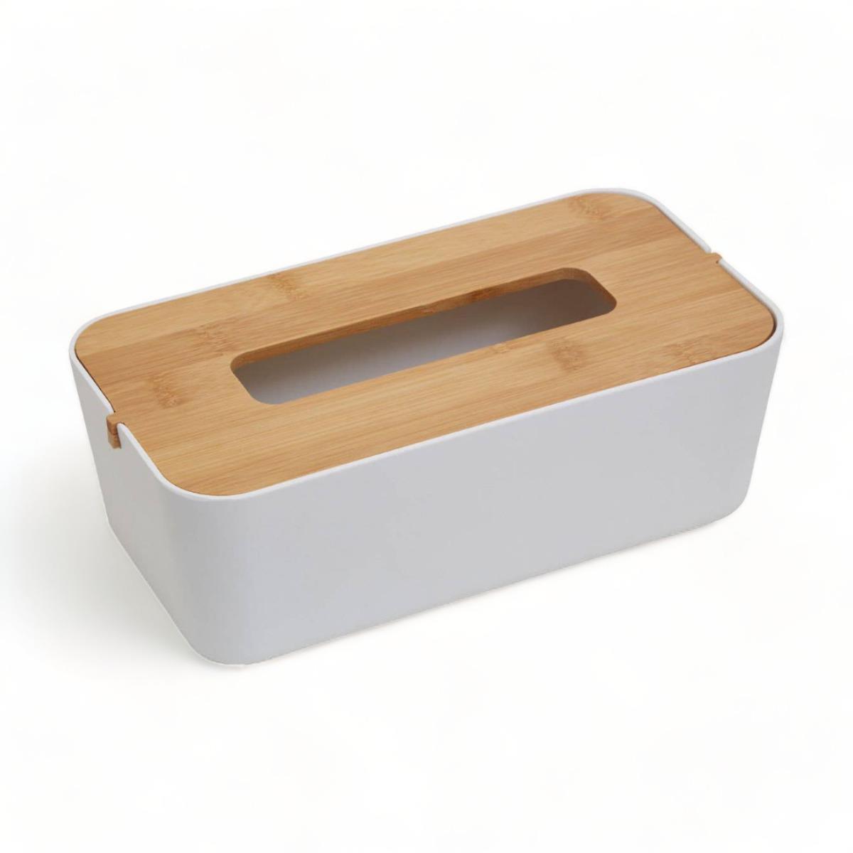 White Bamboo Tissue Box Cover