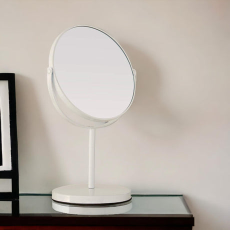 White Swivel Pedestal Mirror