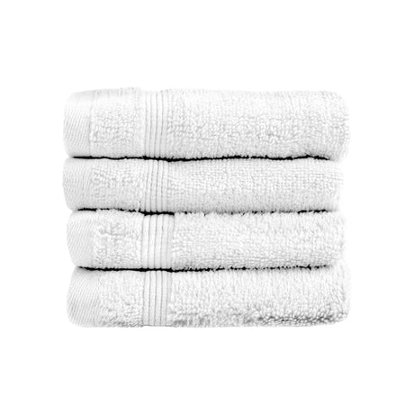 Luxury Zero Twist Egyptian Cotton Face Cloth 4 Pack White Towels Allure   