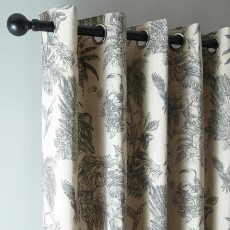 Saranda Jungle Eyelet Curtains Charcoal