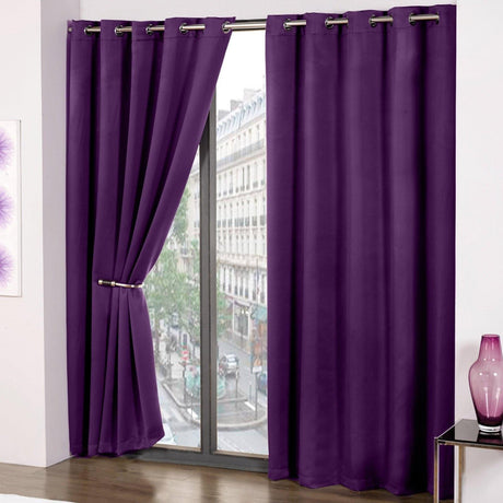 Cali Plain Thermal Blackout Eyelet Curtains Amethyst Eyelet Curtains Emma Barclay 46'' x 54''  