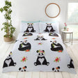 Panda Bear Floral White Duvet Cover Set Duvet Cover Rapport Single  