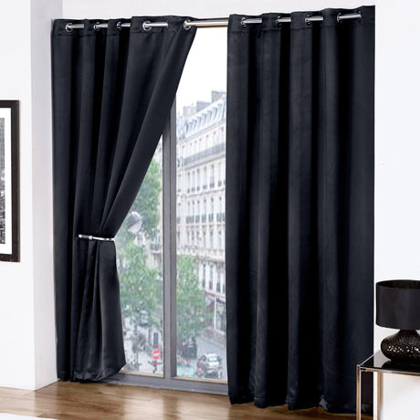 Cali Plain Thermal Blackout Eyelet Curtains Black Eyelet Curtains Emma Barclay 46'' x 54''  