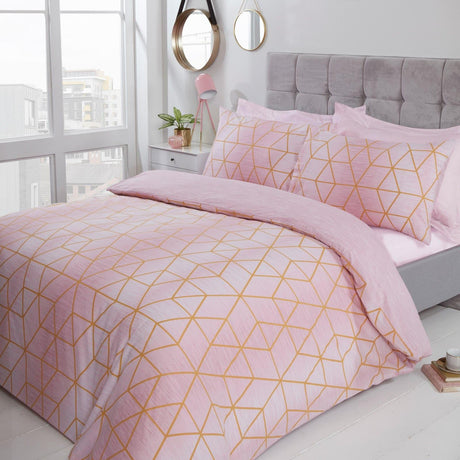 Calvin Geometric Ombre Blush Pink Duvet Cover Set Duvet Cover Rapport Single  