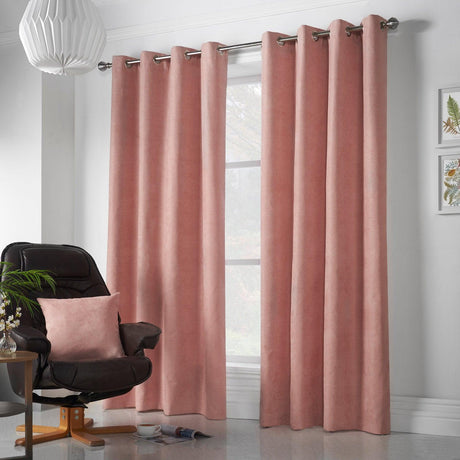 Velvet Chenille Eyelet Curtains Blush Eyelet Curtains Alan Symonds 56'' x 54''  