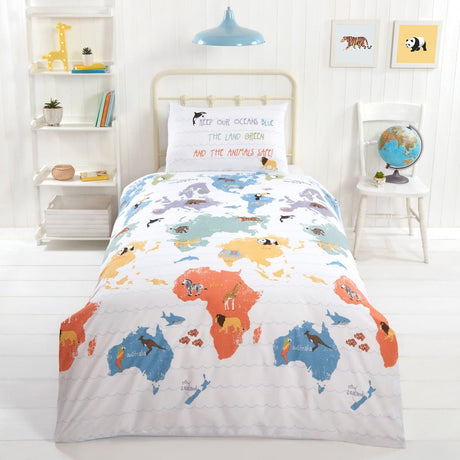 My World Animals Eco-Friendly Duvet Cover Set Kids Bedding Rapport Single  