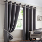 Palace Blockout Eyelet Curtains Silver Eyelet Curtains Alan Symonds 46'' x 54''  