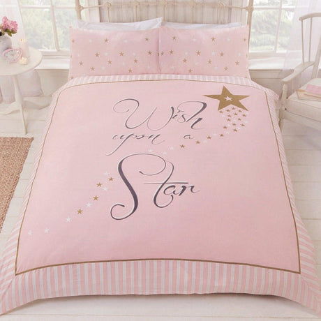 Wish Upon a Star Pink Duvet Cover Set Duvet Cover Rapport Single  