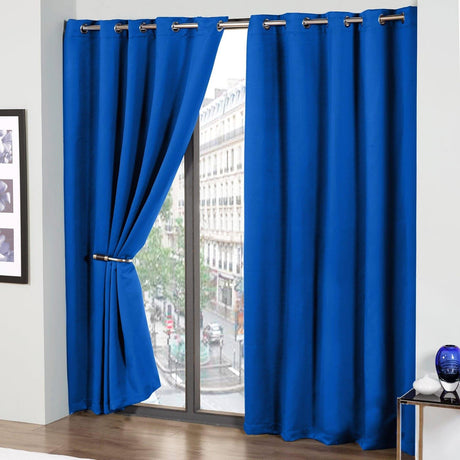 Cali Plain Thermal Blackout Eyelet Curtains Blue Eyelet Curtains Emma Barclay 46'' x 54''  